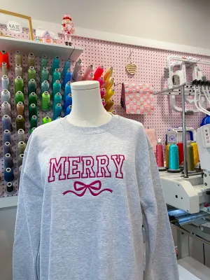 Merry Bow Embroidered Sweater