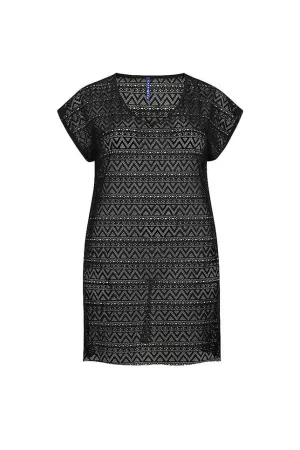 Mesh Beach Cover Up Black
