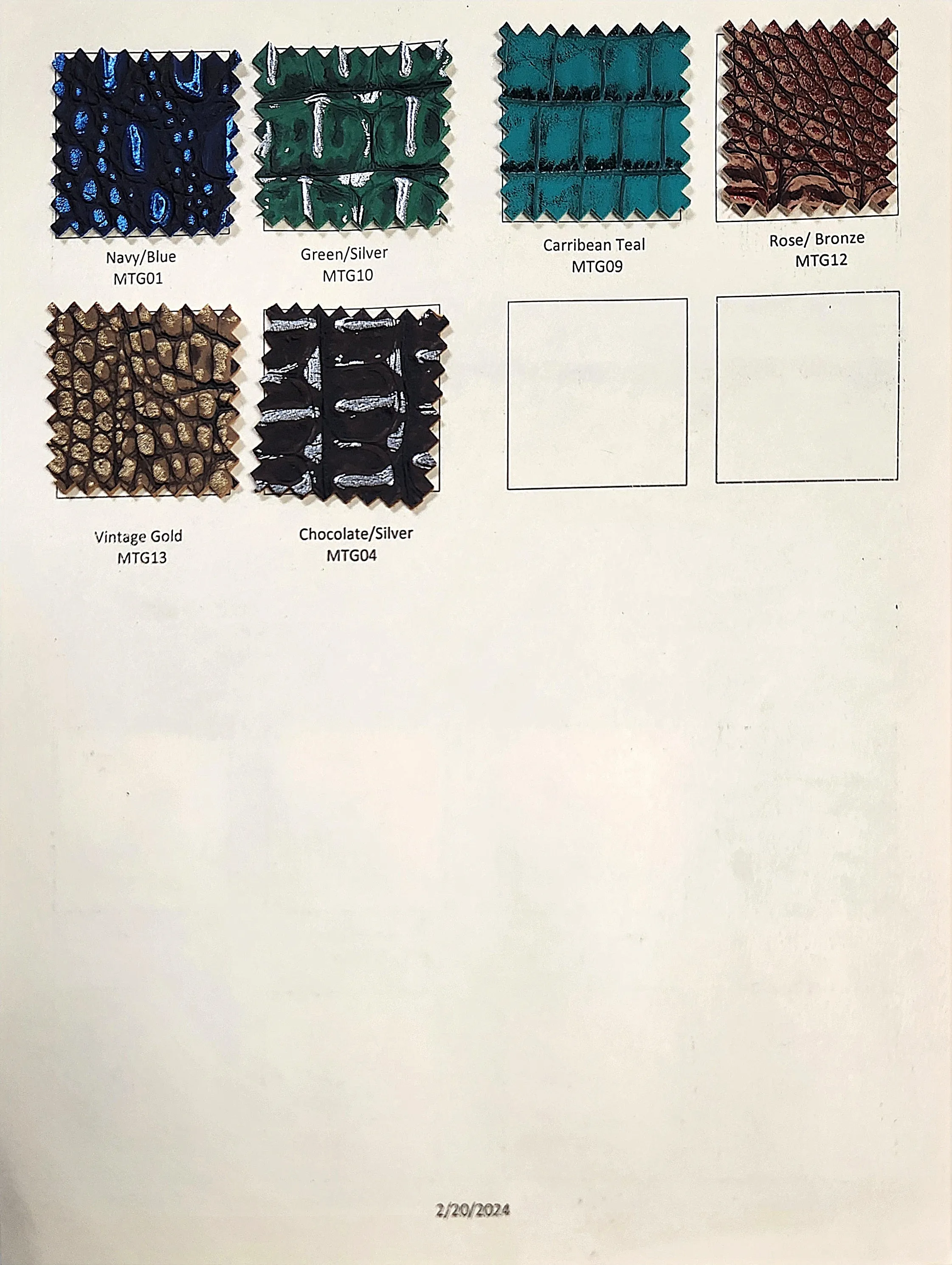 Metallic Caiman Gator Vinyl Color Card