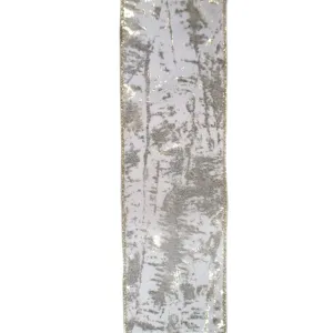 Metallic Silver and White Ribbon