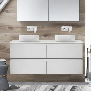 Mia 1200mm Wall Hung Double Bowl Vanity   Luxe Stone Top