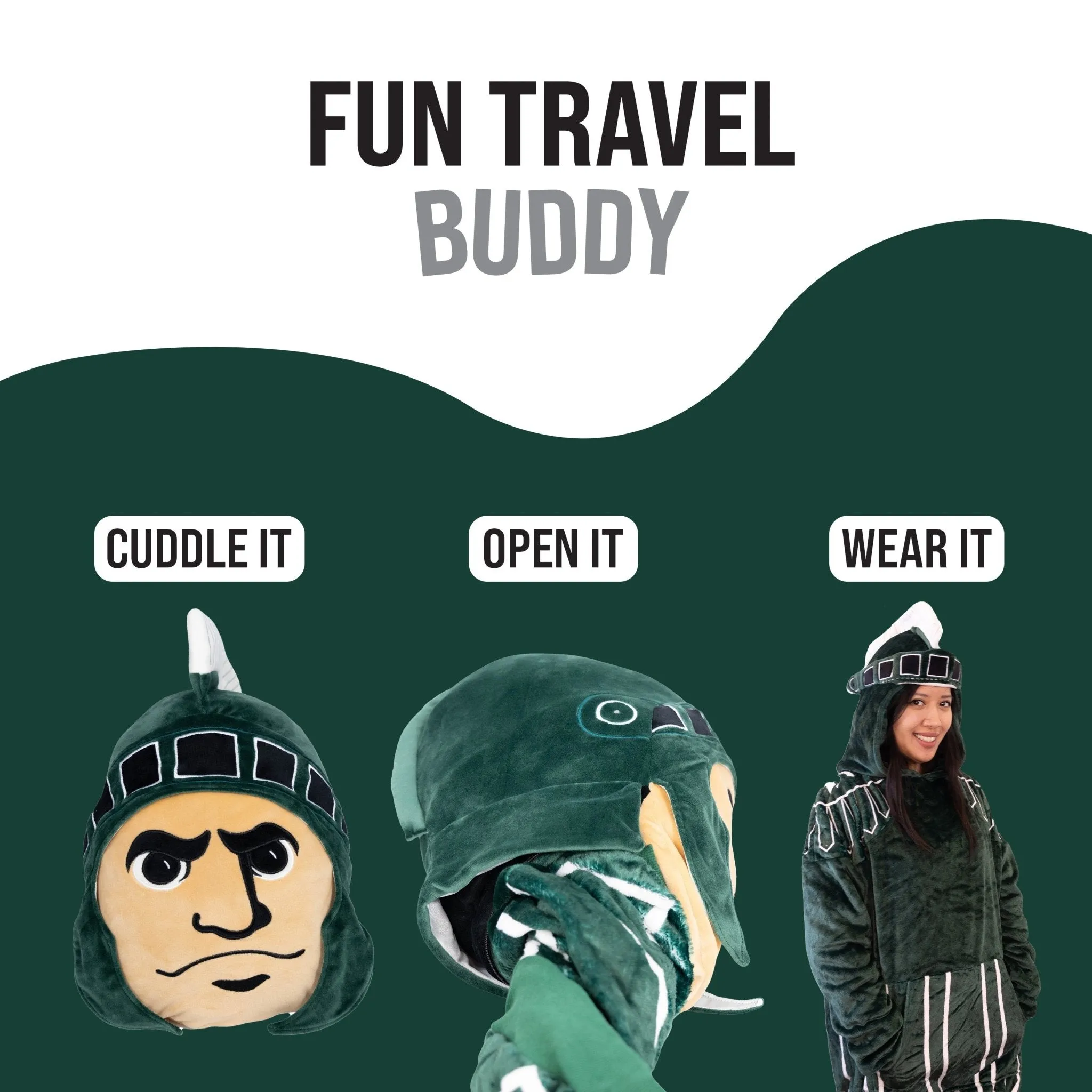 Michigan State University Sparty Snugible | Blanket Hoodie & Pillow