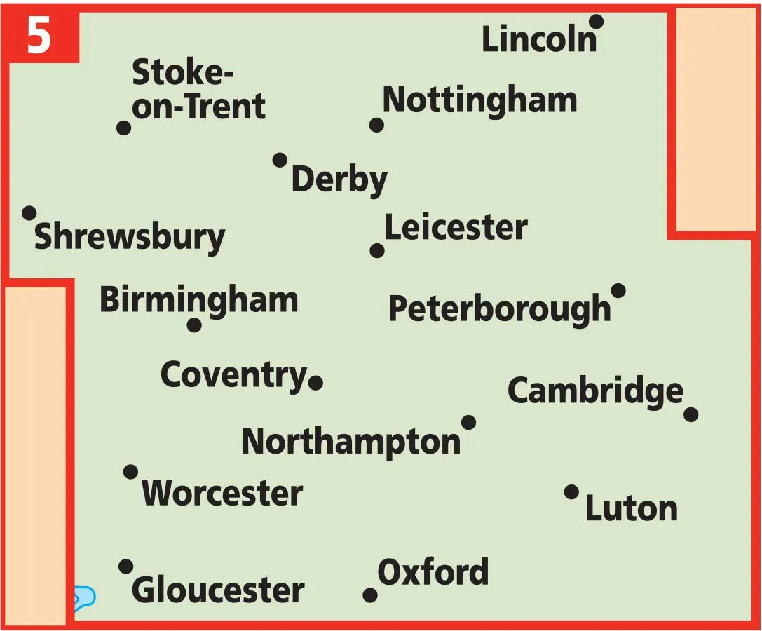 Midlands & Central England AA Road Map 5