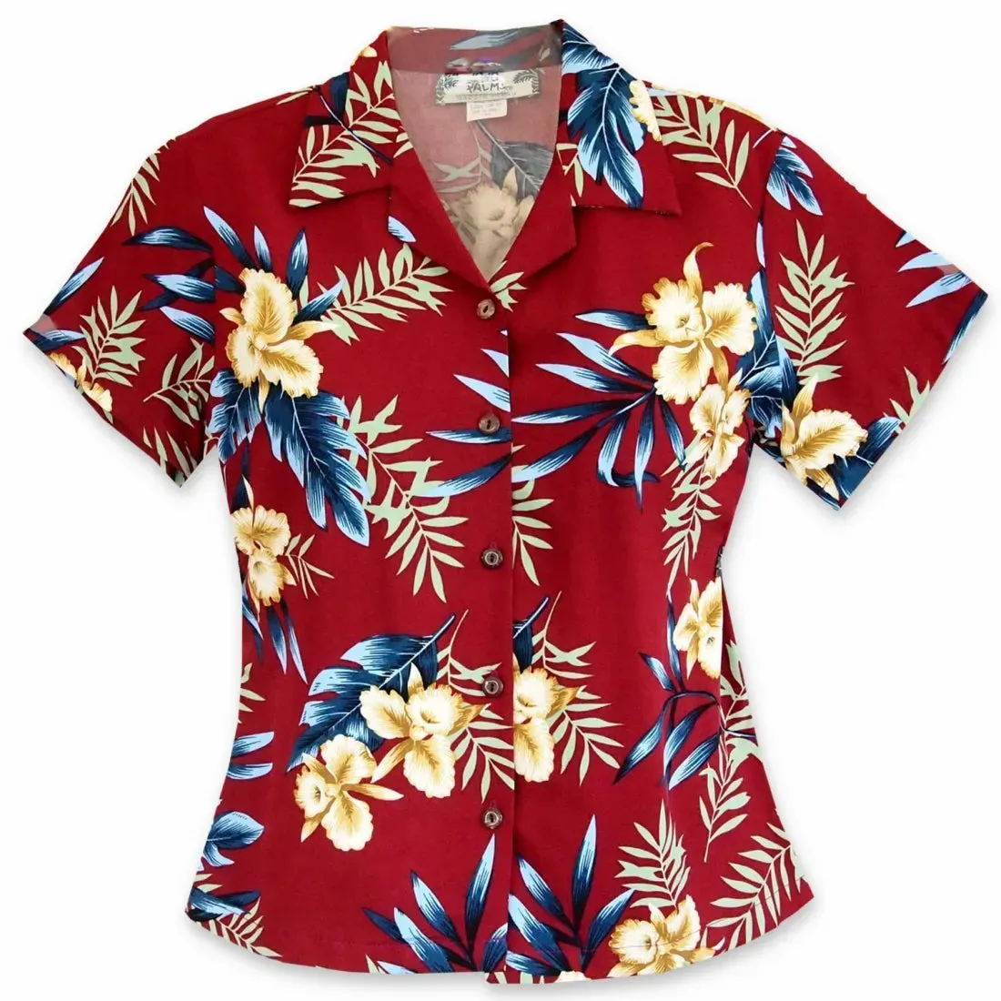 Midnight Maroon Lady's Hawaiian Rayon Blouse