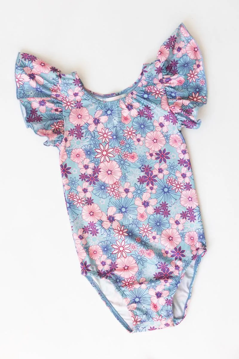 Mila & Rose:  Love Blooms S/S Flutter Sleeve Leotard SHIPS SEPARATELY