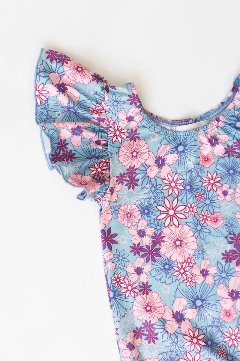 Mila & Rose:  Love Blooms S/S Flutter Sleeve Leotard SHIPS SEPARATELY