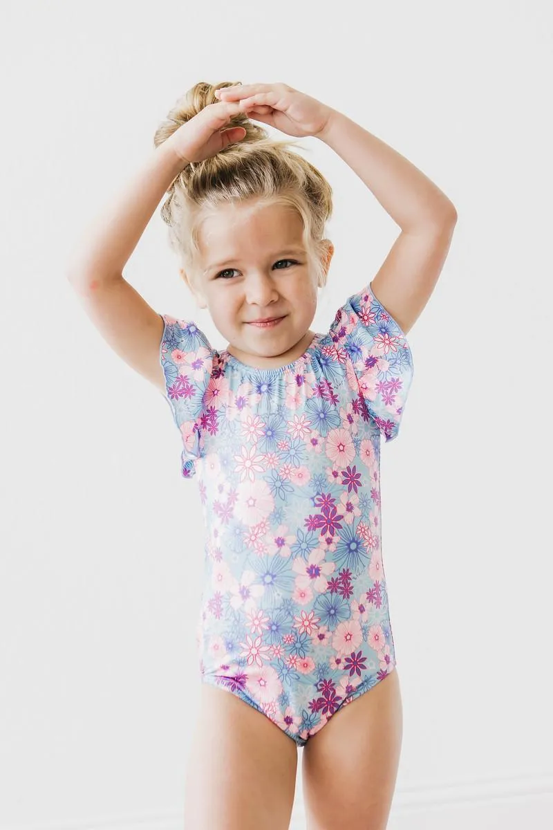 Mila & Rose:  Love Blooms S/S Flutter Sleeve Leotard SHIPS SEPARATELY