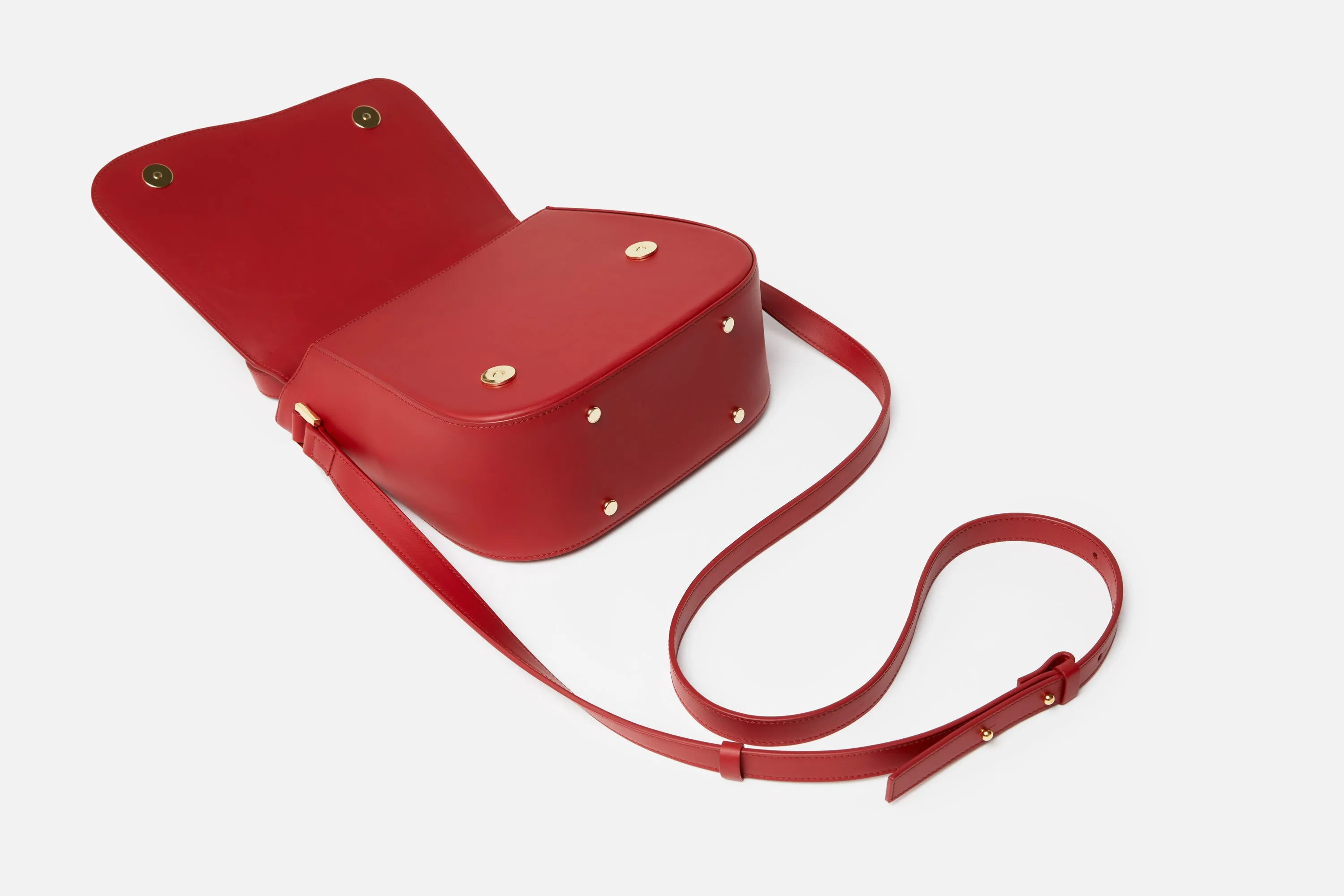 Milan Crossbody Leather Bag in Scarlet Red