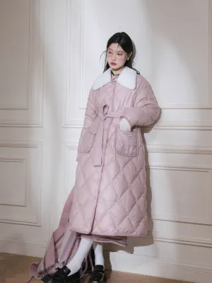Milk peach long down jacket【s0000005851】