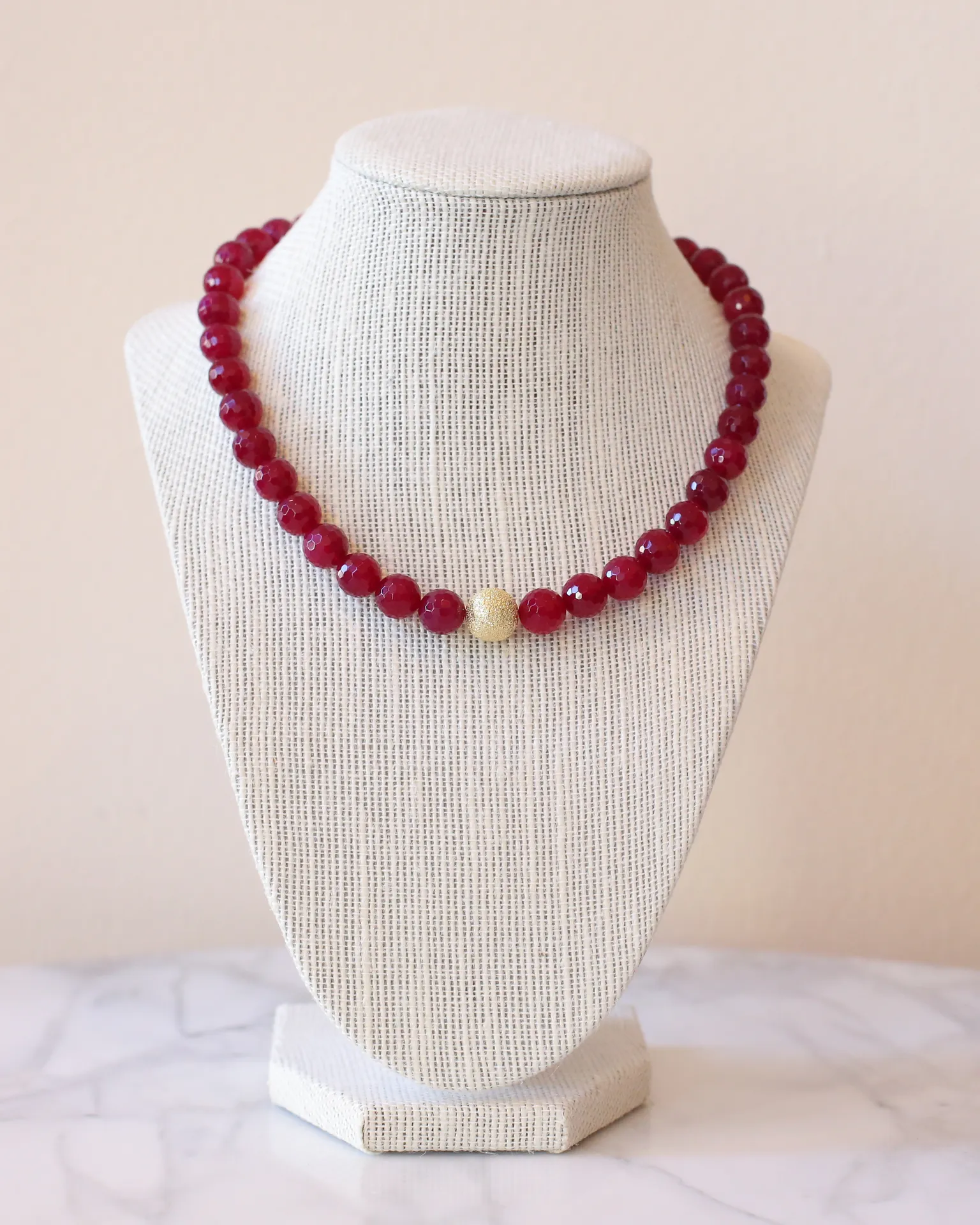 Milos Red Agate & Gold Necklace