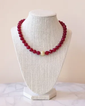 Milos Red Agate & Gold Necklace