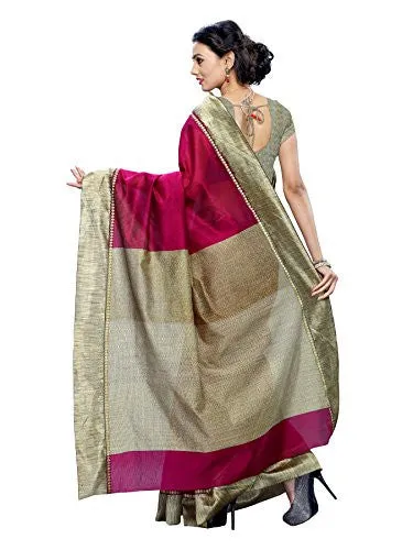 Mimosa Women Kanchipuram Fancy Art Saree With Contrast Blouse (Purple ,3141-7092-AB-MEJ)