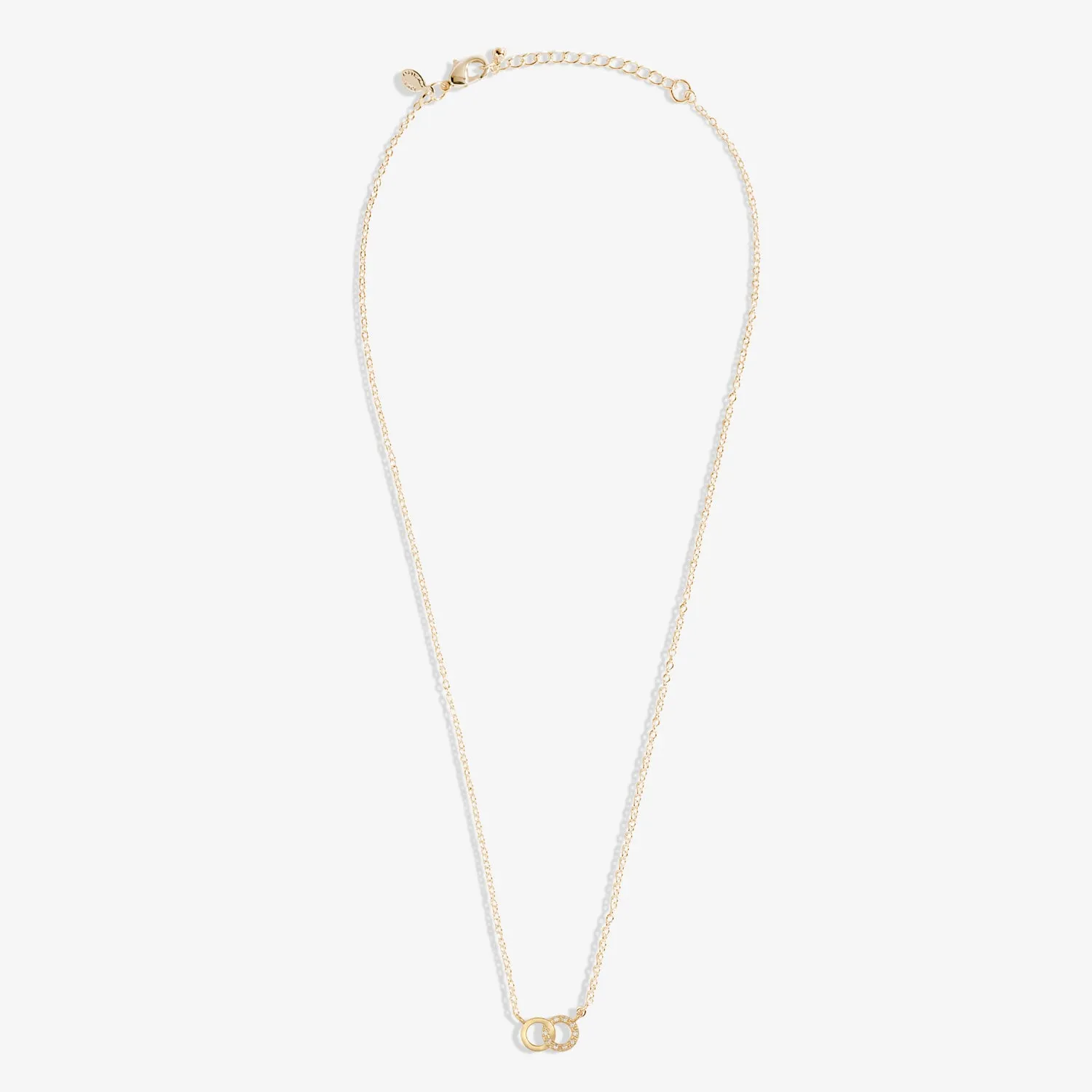 Mini Charms Pave Linked Circles Gold Plated Necklace 7636