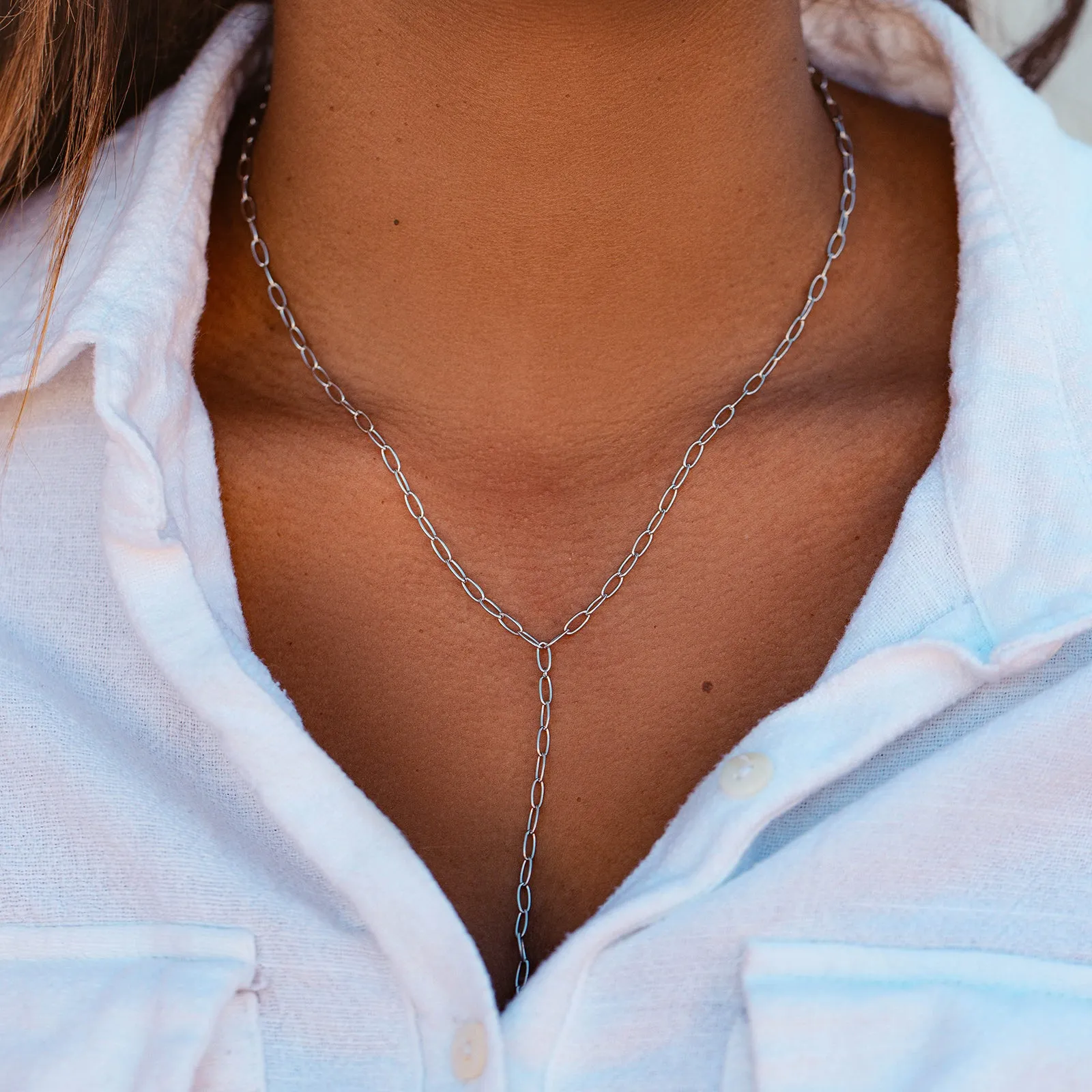 Mini Paperclip Lariat Necklace
