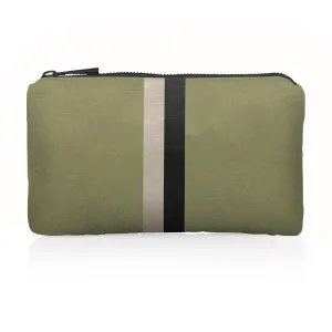 Mini Zipper Pack in Shimmer Olive Green with Golden & Black Stripes