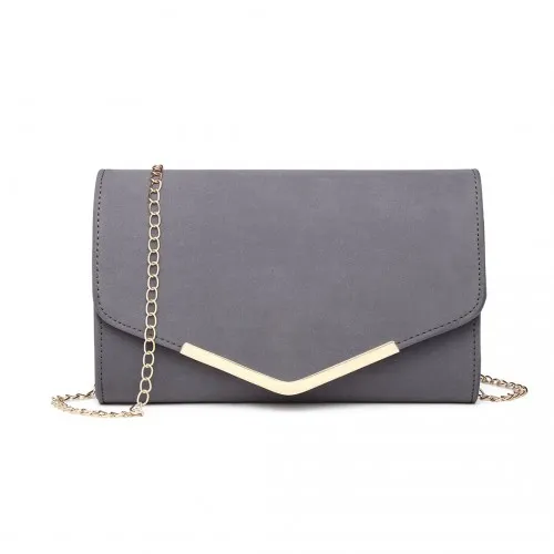 Miss Lulu Leather Look Envelope Clutch Bag - Grey | Sleek, Compact & Versatile Design
