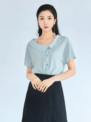 Mist Blue T-shirt One Shoulder