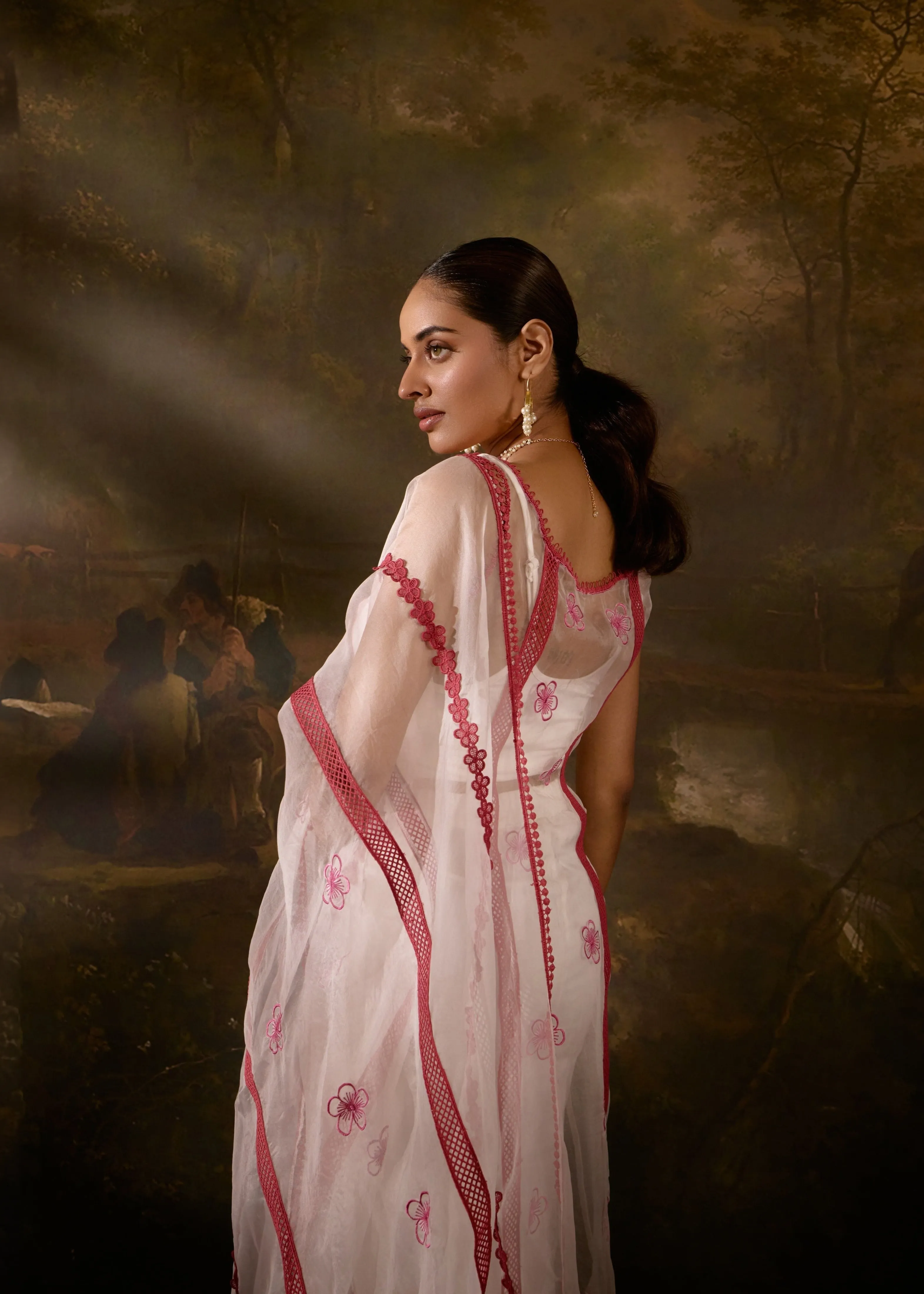 Mitali Sheer White And Red Straight Kurta Set