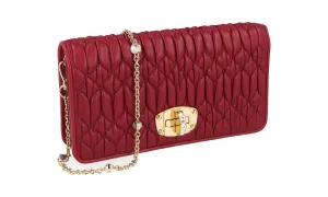 Miu Miu Women's Red Leather Matelasse Evening Purse 5DH044