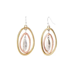 Mixed Metal Ovals Earrings