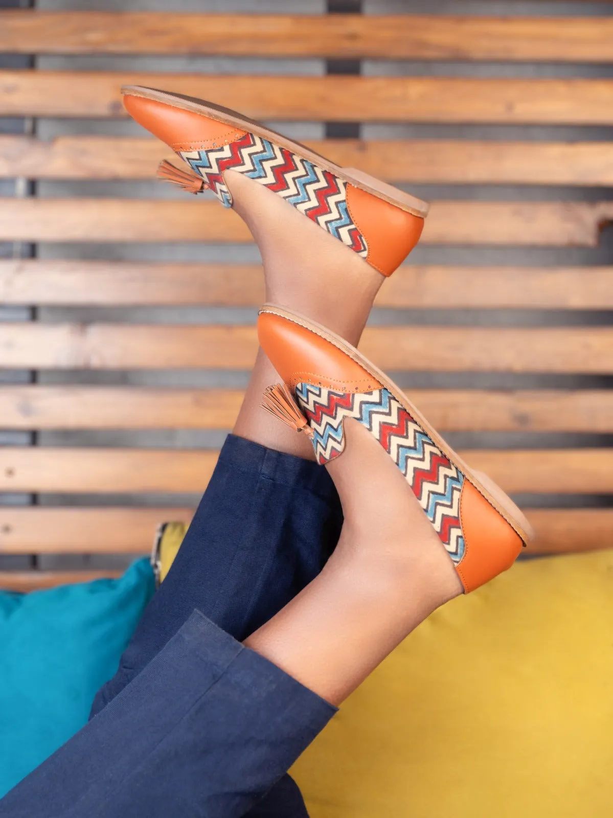 Moca-Azrak Zigzag Ikat