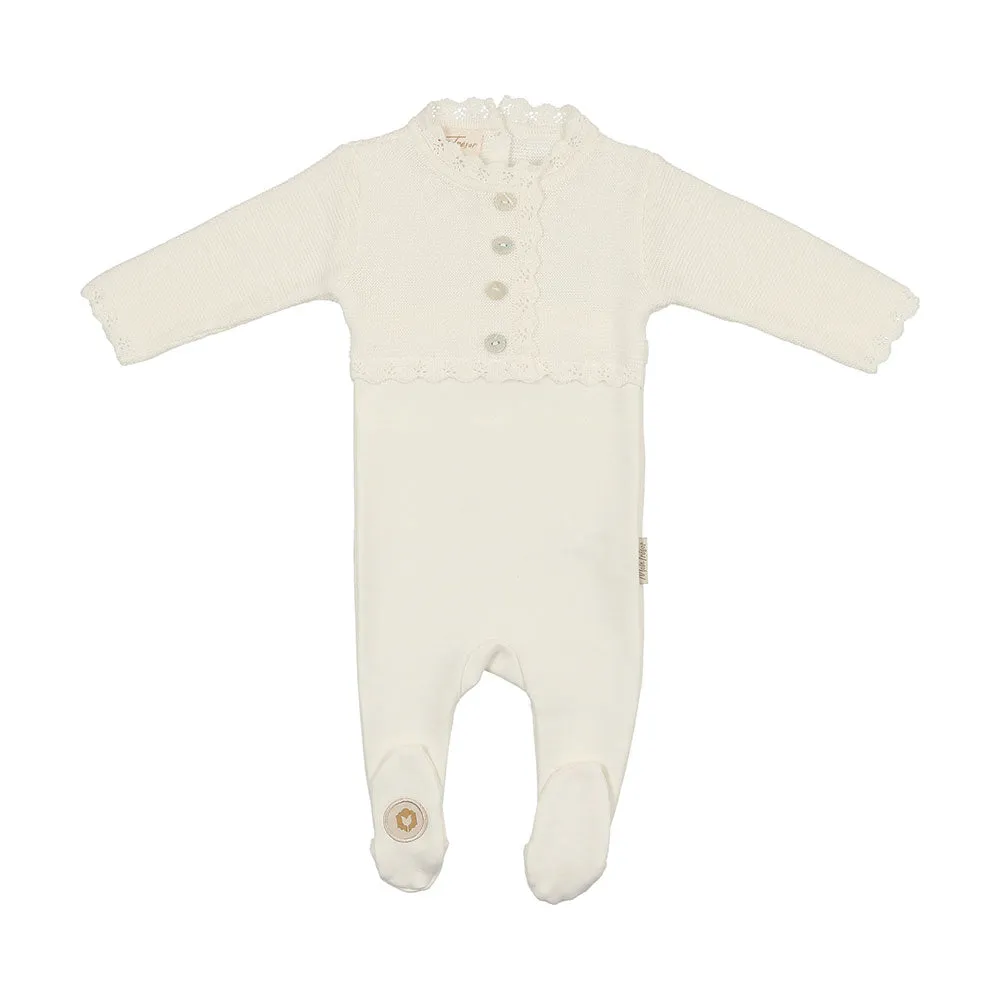 Mock-Cardigan Footie