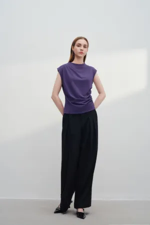 Mock Neck Cap Sleeve Top