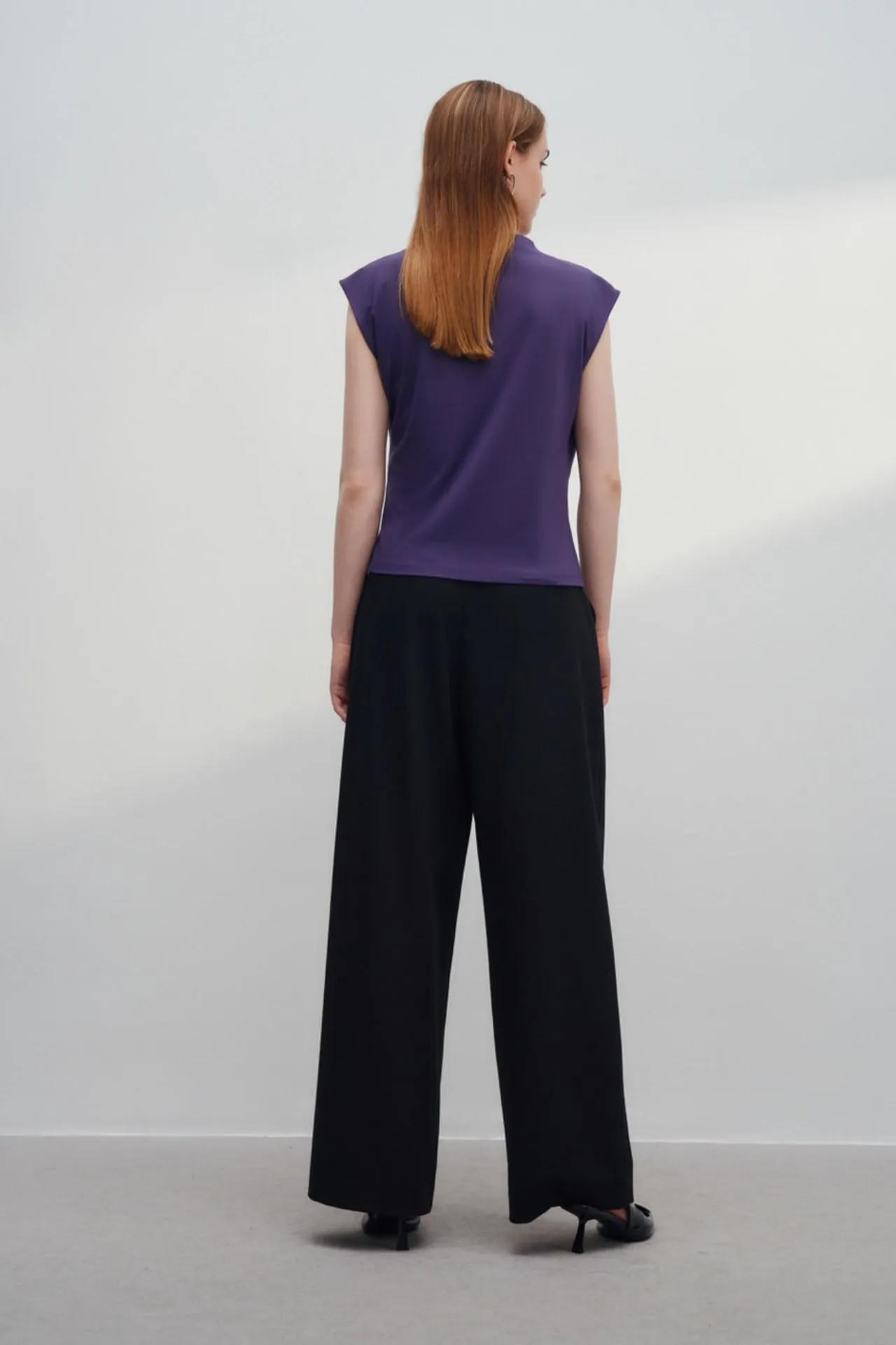Mock Neck Cap Sleeve Top