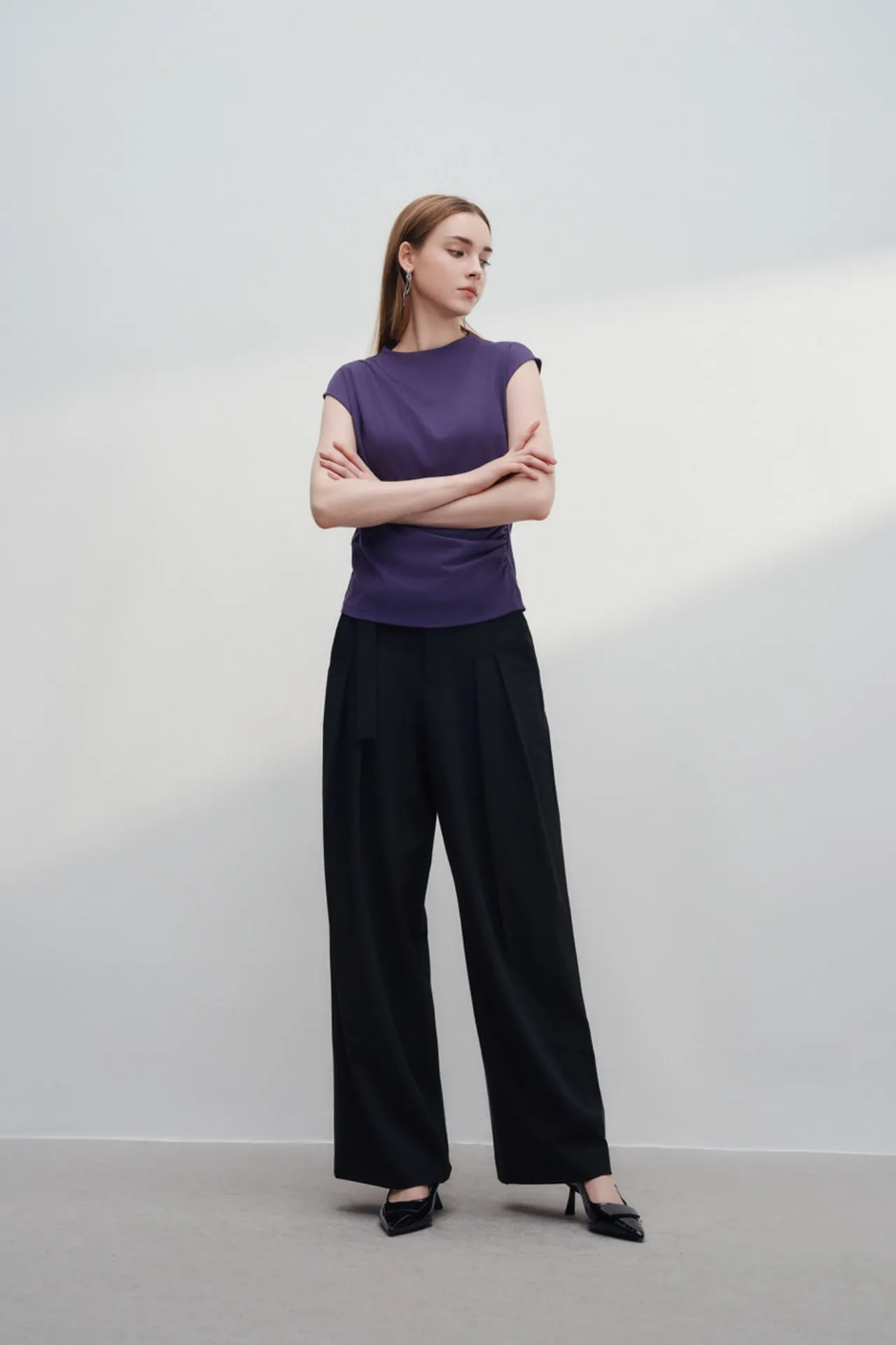 Mock Neck Cap Sleeve Top