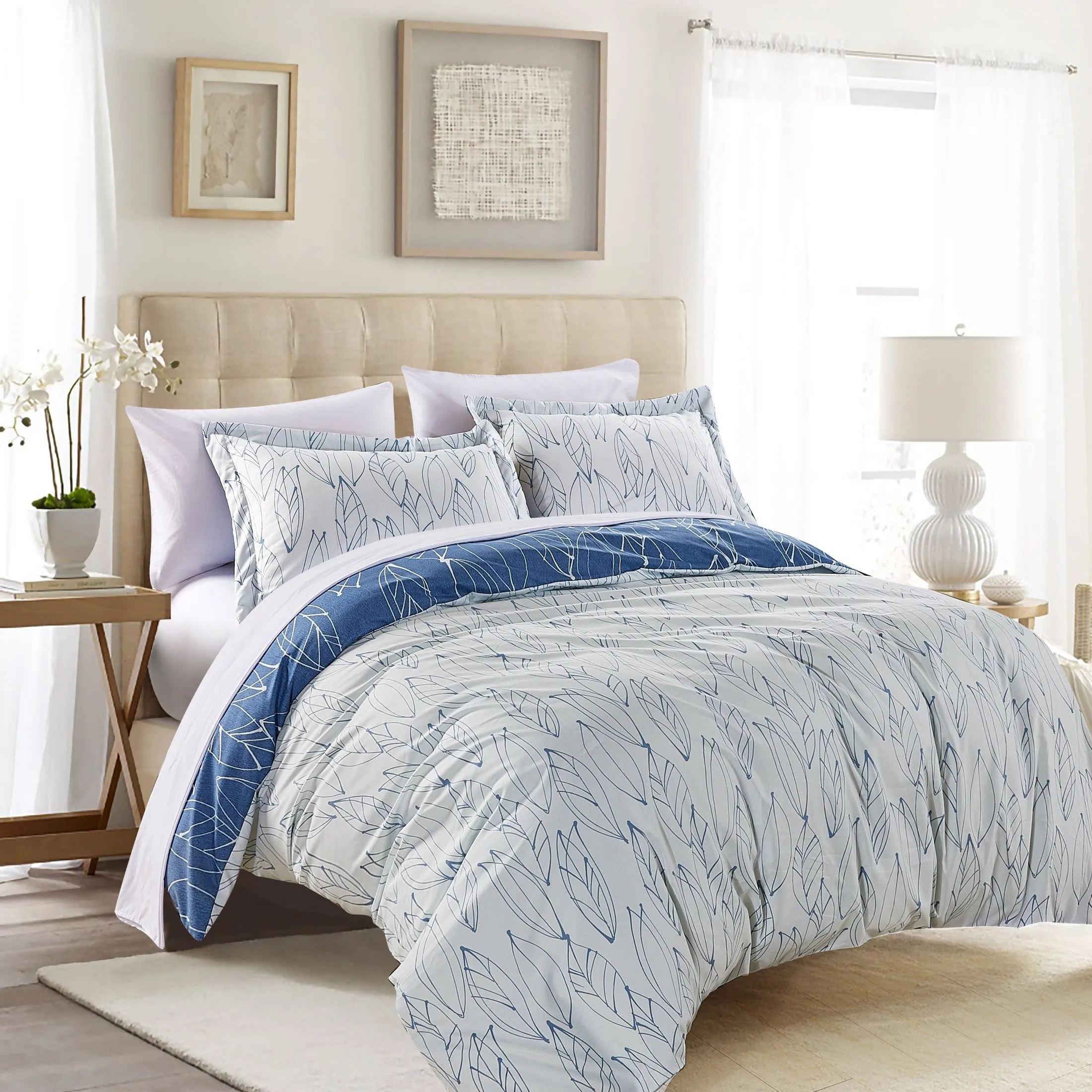 Modern Foliage Reversible Comforter Set