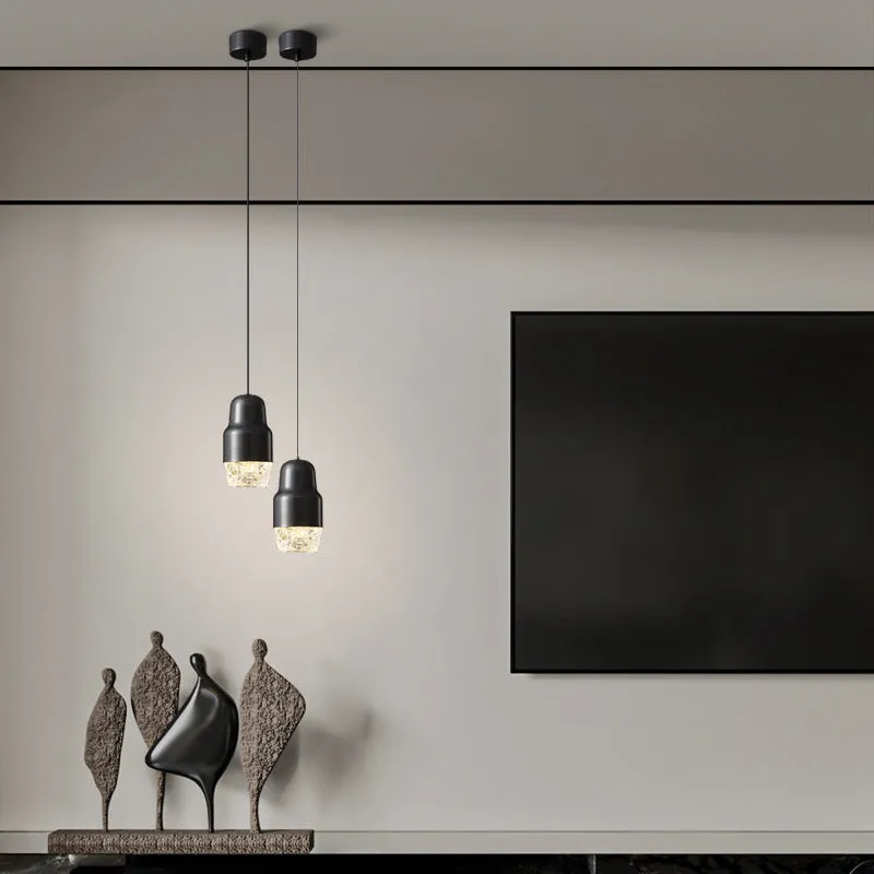 Modern Light Luxury Cylindrical Copper Acrylic LED Pendant Light