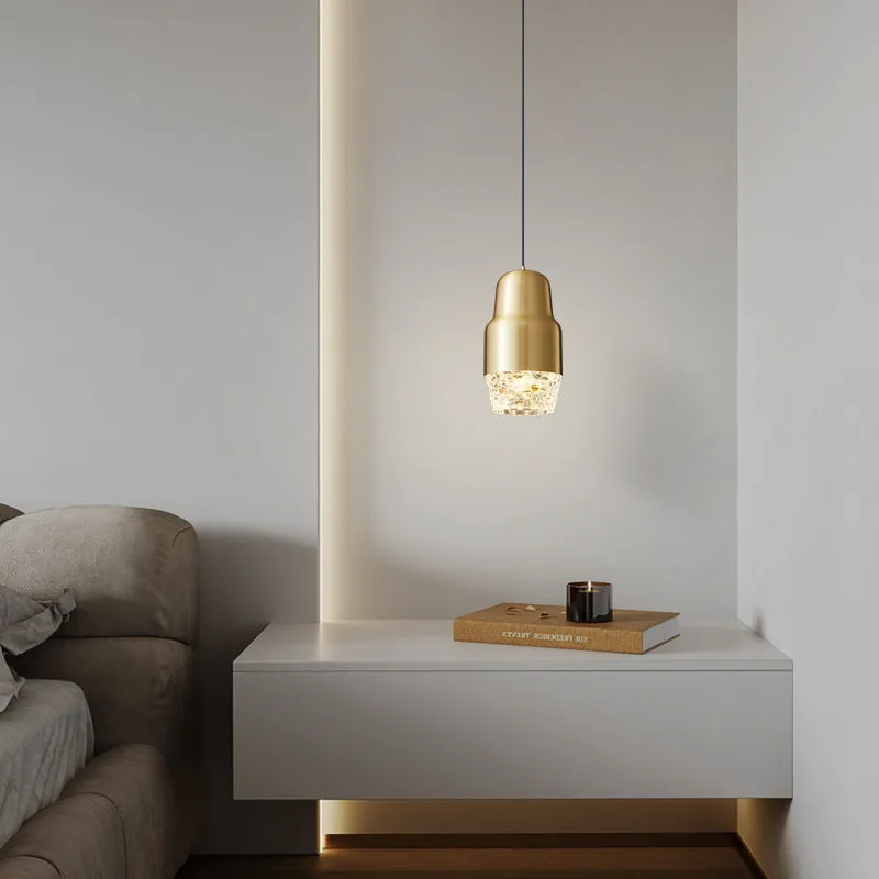 Modern Light Luxury Cylindrical Copper Acrylic LED Pendant Light