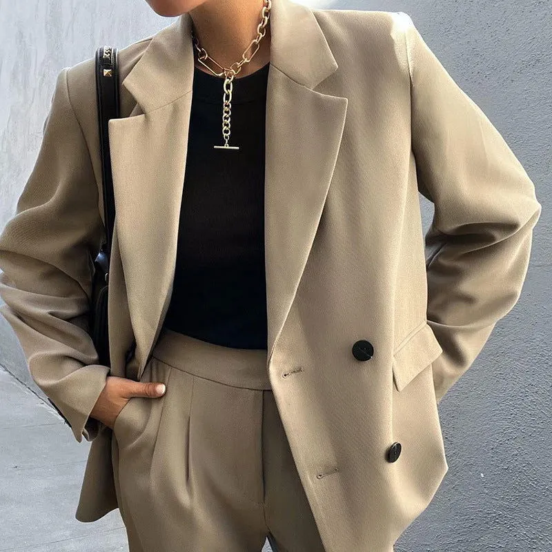 Modern Professional Button Collared Blazer and Pants Suits