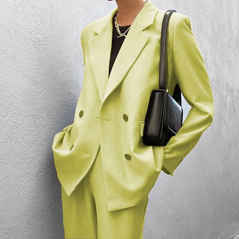 Modern Professional Button Collared Blazer and Pants Suits