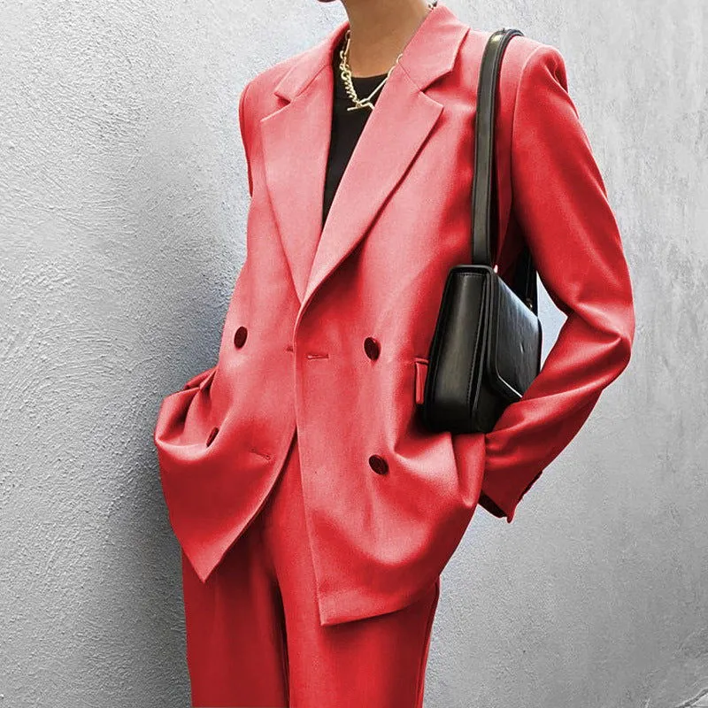 Modern Professional Button Collared Blazer and Pants Suits
