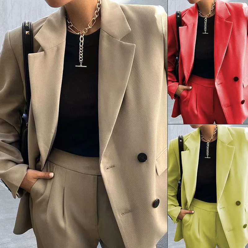 Modern Professional Button Collared Blazer and Pants Suits