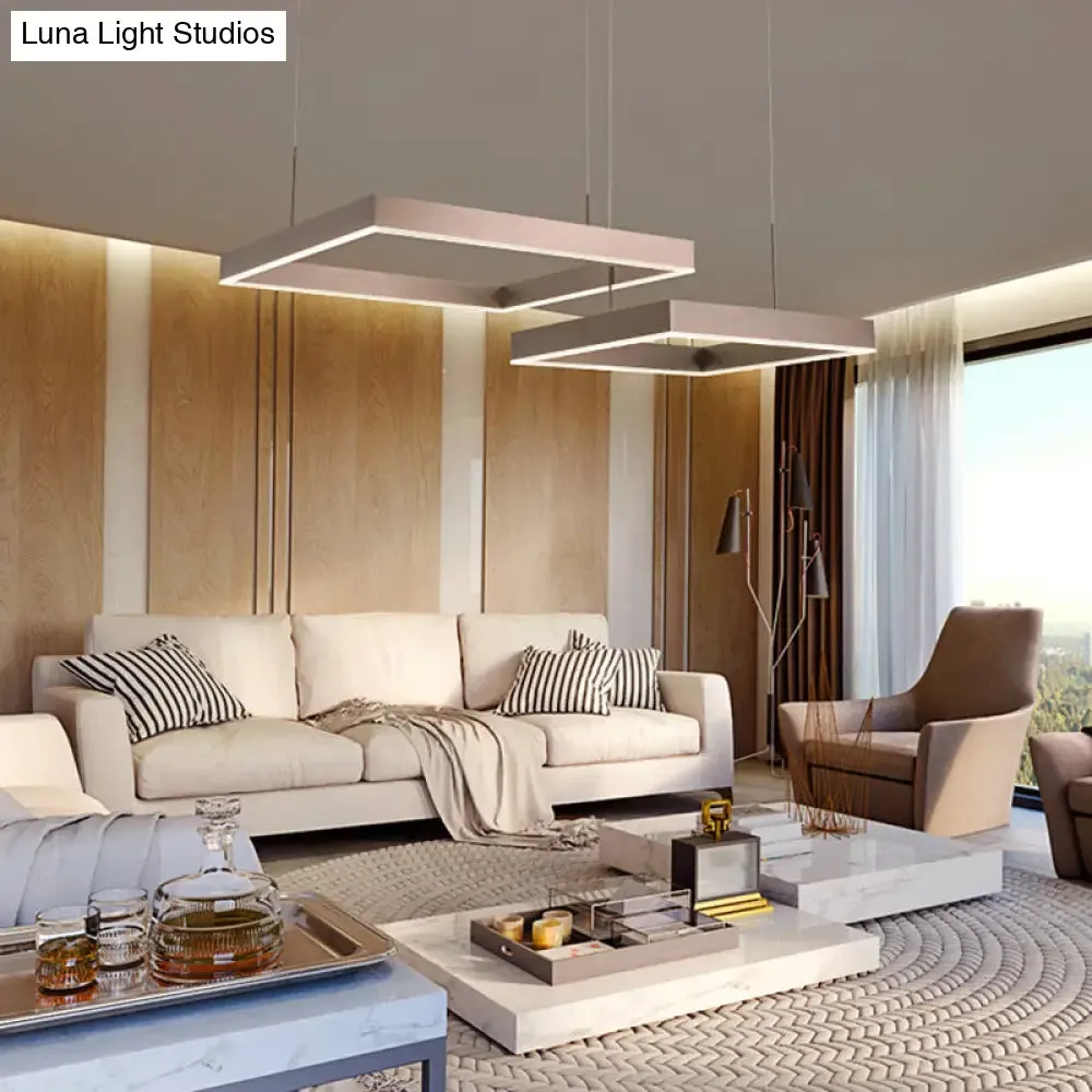 Modern Square Acrylic LED Chandelier - Coffee Finish Pendant Ceiling Light