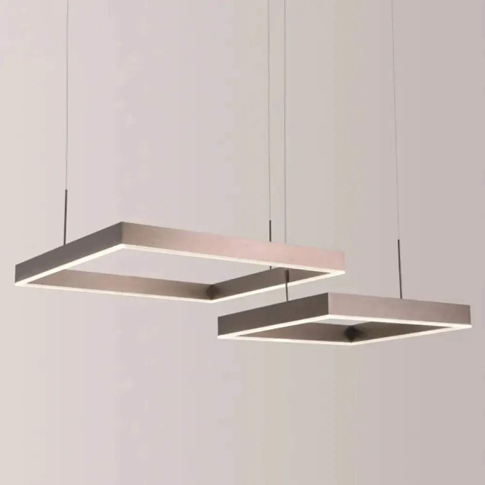 Modern Square Acrylic LED Chandelier - Coffee Finish Pendant Ceiling Light