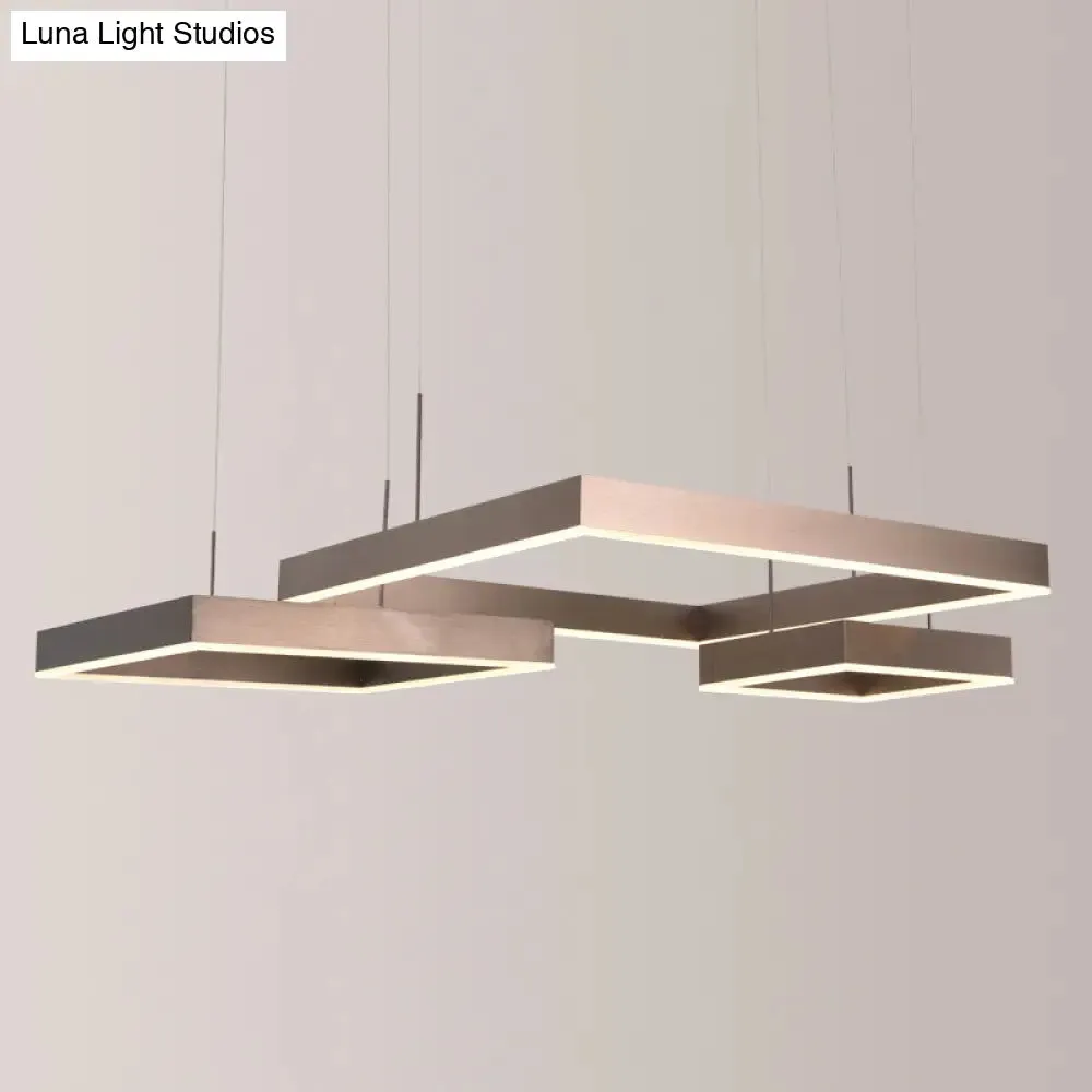 Modern Square Acrylic LED Chandelier - Coffee Finish Pendant Ceiling Light
