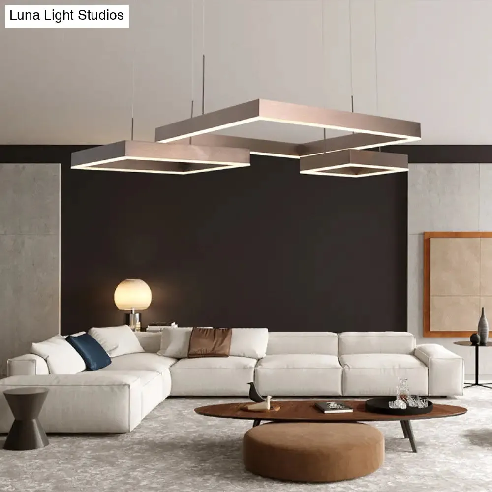 Modern Square Acrylic LED Chandelier - Coffee Finish Pendant Ceiling Light