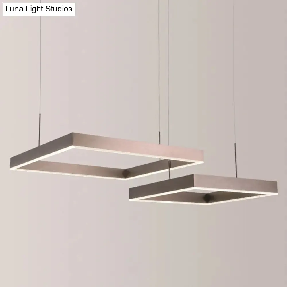Modern Square Acrylic LED Chandelier - Coffee Finish Pendant Ceiling Light