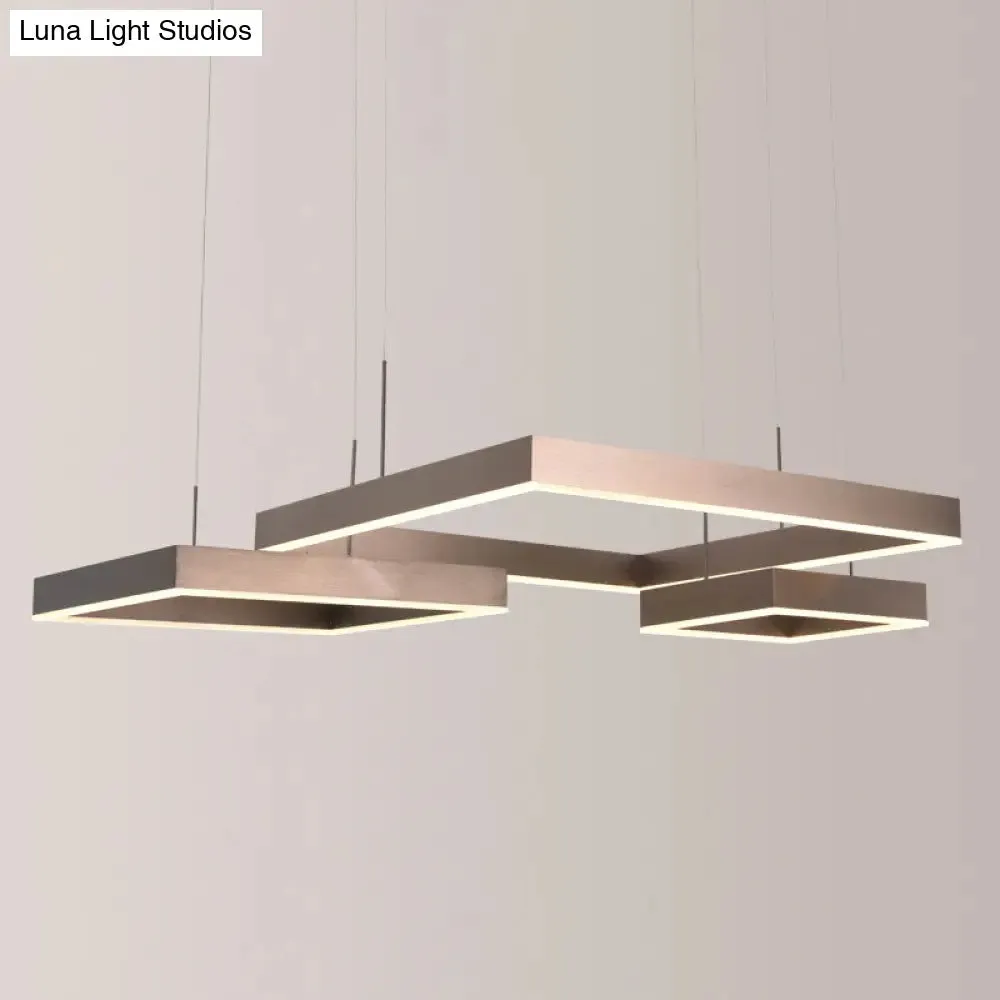 Modern Square Acrylic LED Chandelier - Coffee Finish Pendant Ceiling Light