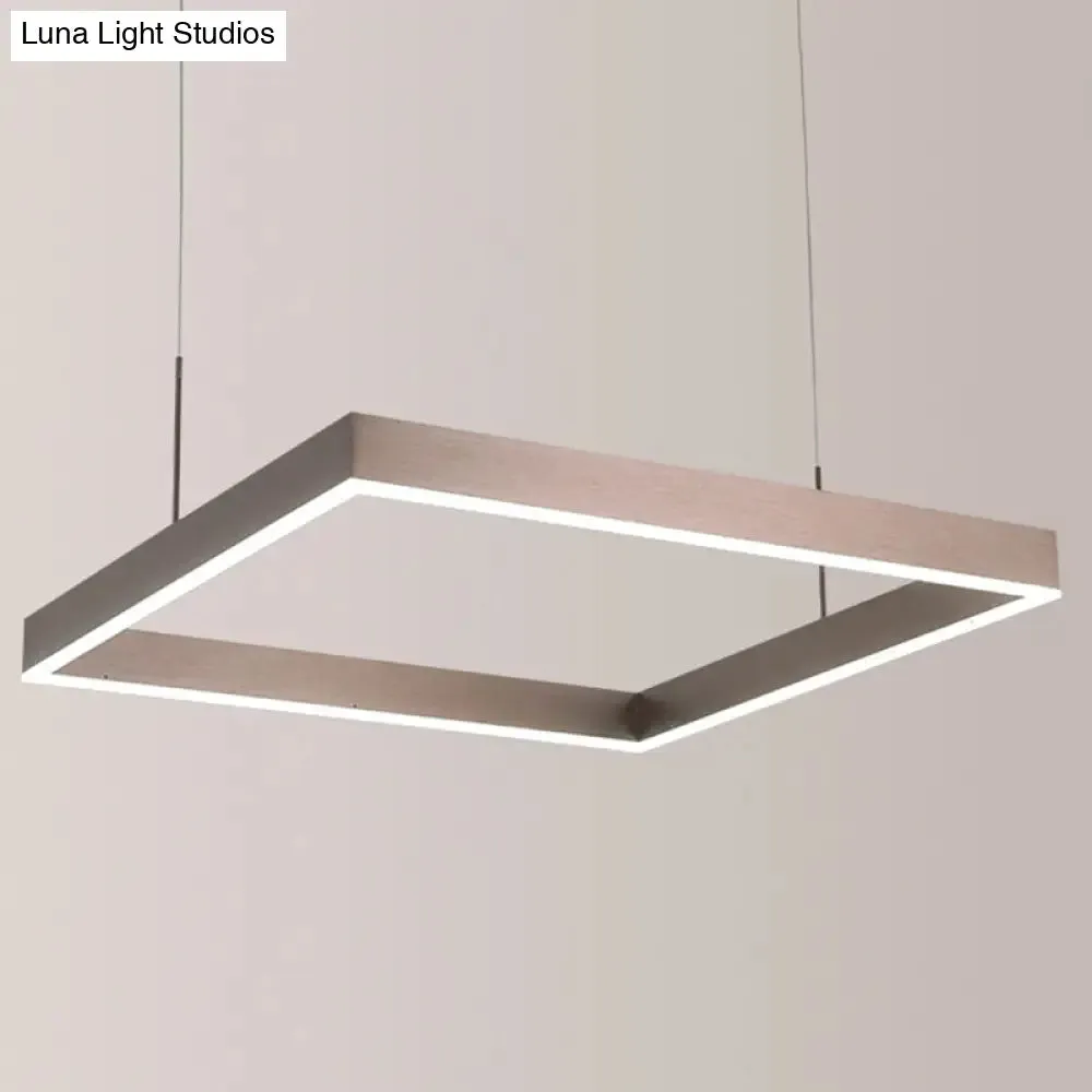 Modern Square Acrylic LED Chandelier - Coffee Finish Pendant Ceiling Light