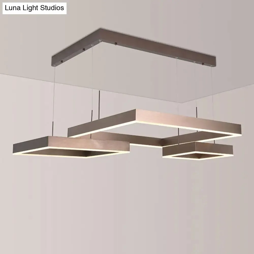 Modern Square Acrylic LED Chandelier - Coffee Finish Pendant Ceiling Light