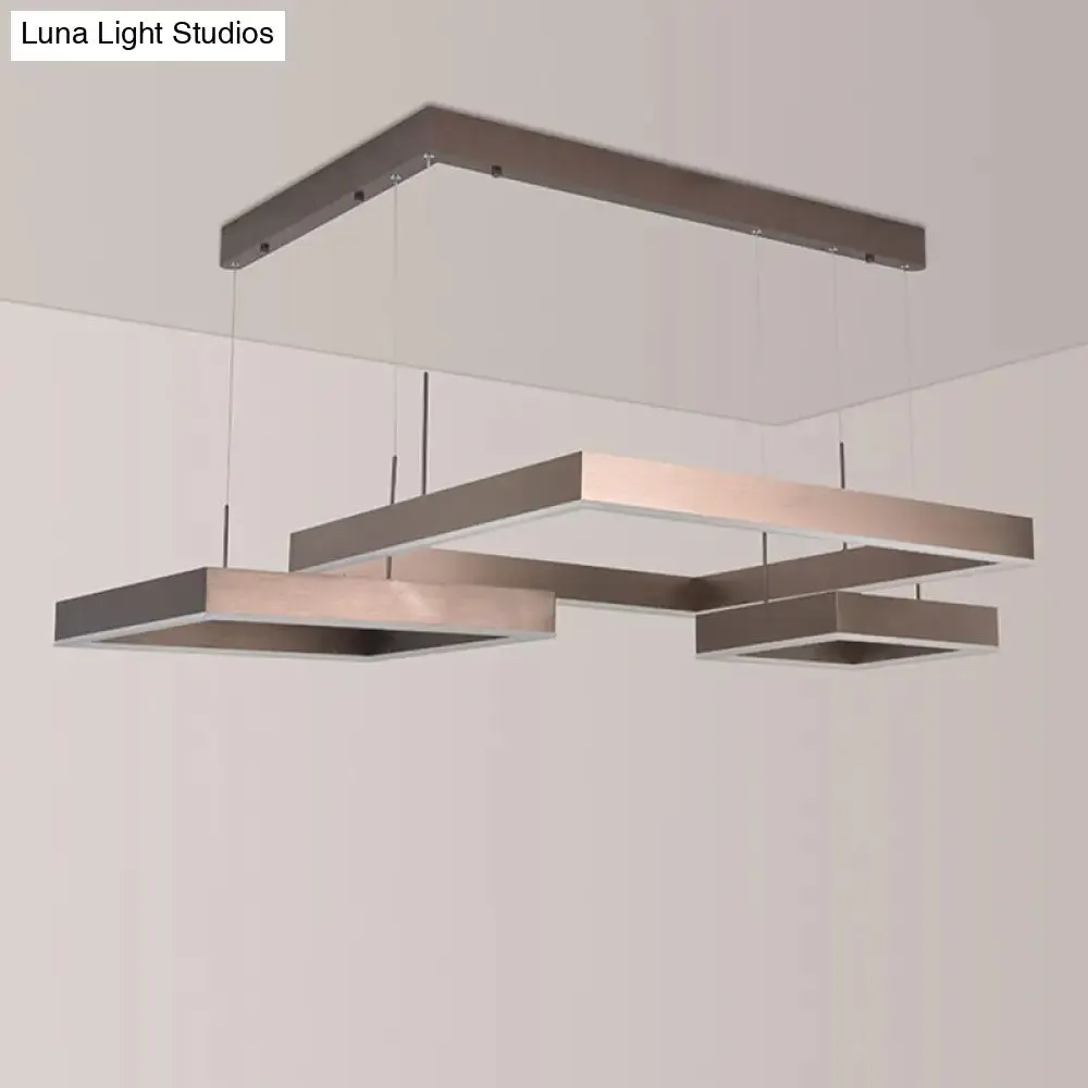 Modern Square Acrylic LED Chandelier - Coffee Finish Pendant Ceiling Light