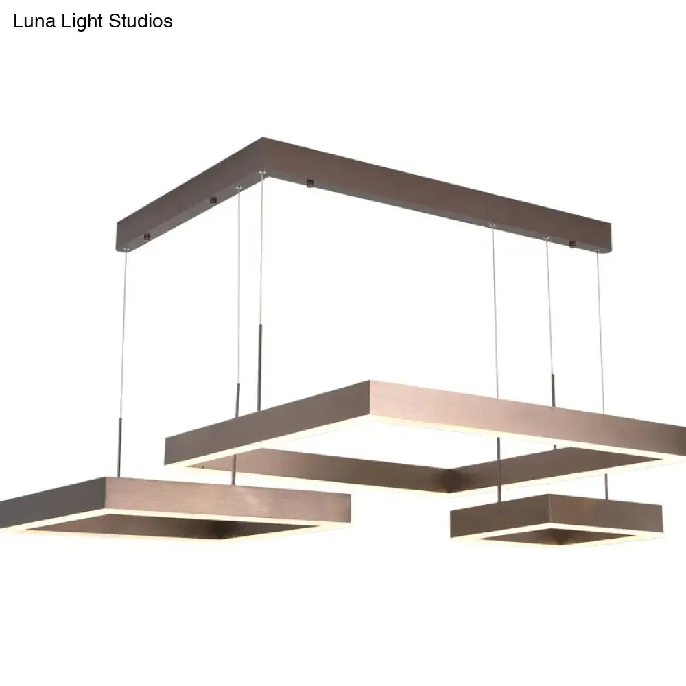 Modern Square Acrylic LED Chandelier - Coffee Finish Pendant Ceiling Light