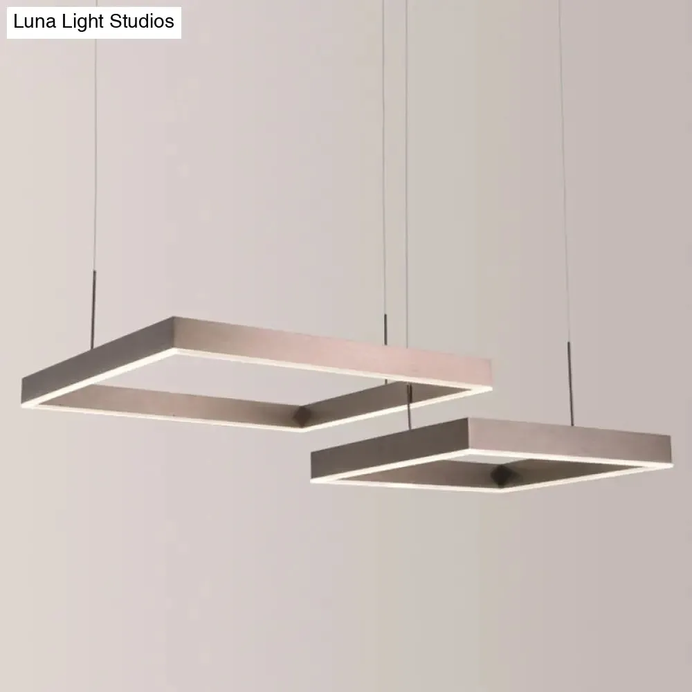 Modern Square Acrylic LED Chandelier - Coffee Finish Pendant Ceiling Light