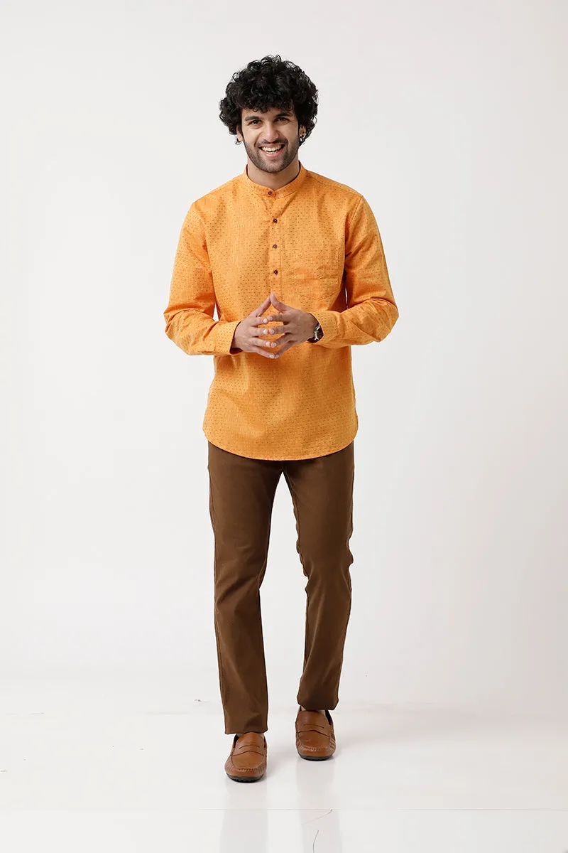 Moksha - Yellow Short Kurta for Men | Uathayam