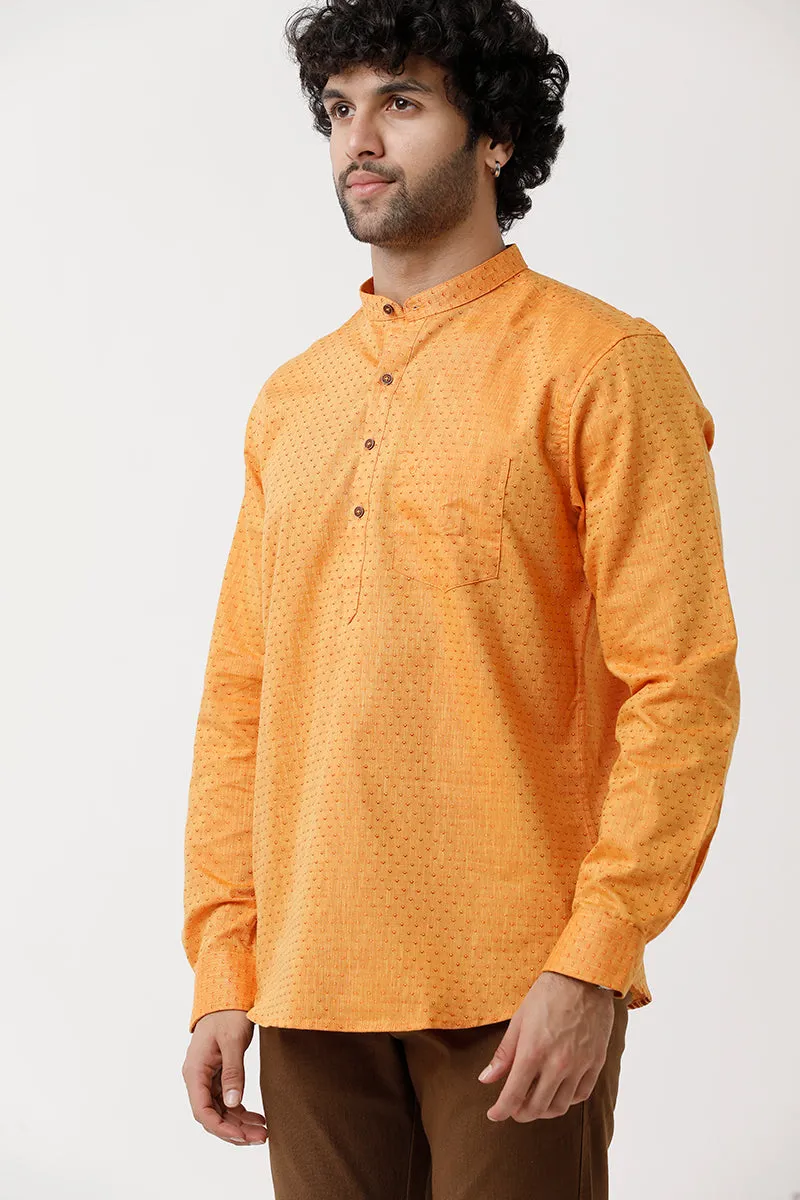 Moksha - Yellow Short Kurta for Men | Uathayam
