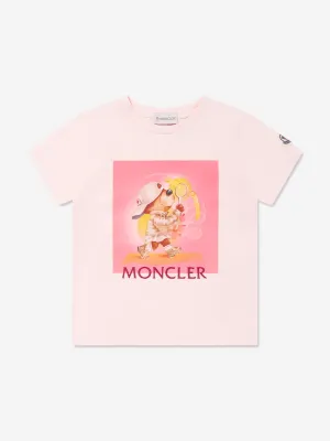 Moncler Enfant Girls Graphic Tennis Logo T-Shirt in Pink